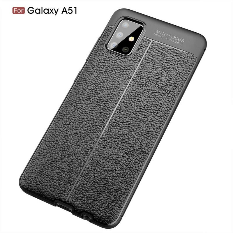 Mobilcover Samsung Galaxy A51 Dobbelt Linje Litchi Lædereffekt