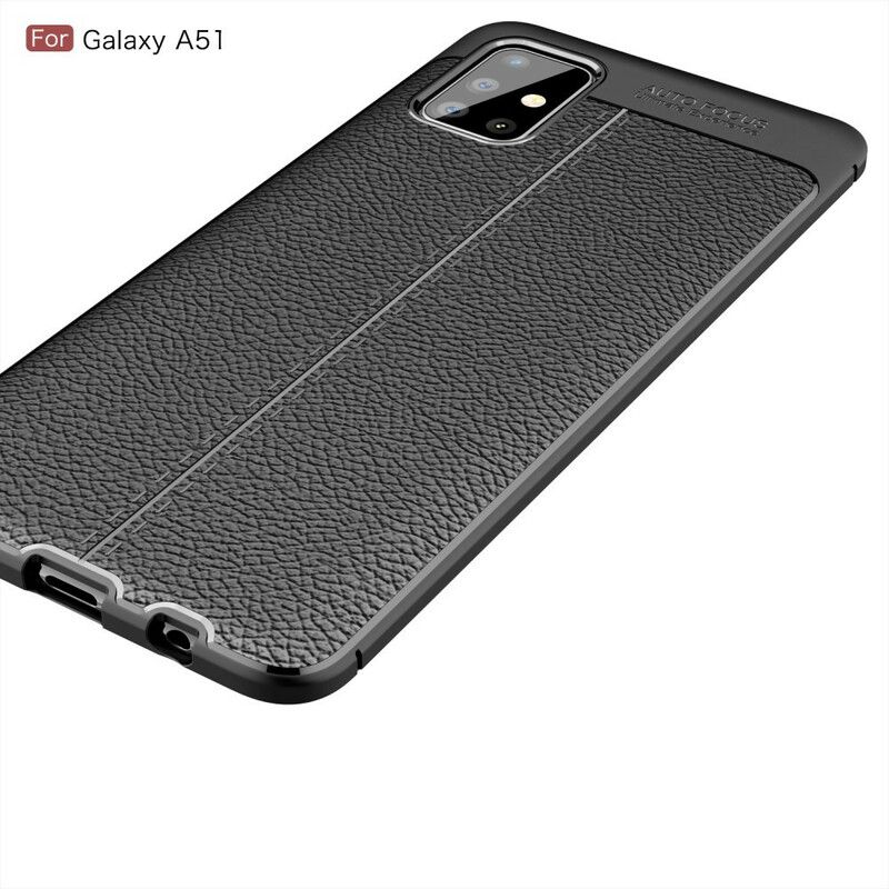 Mobilcover Samsung Galaxy A51 Dobbelt Linje Litchi Lædereffekt