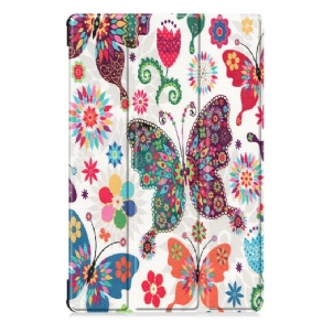 Cover Samsung Galaxy Tab S6 Retro Sommerfugle Og Blomster