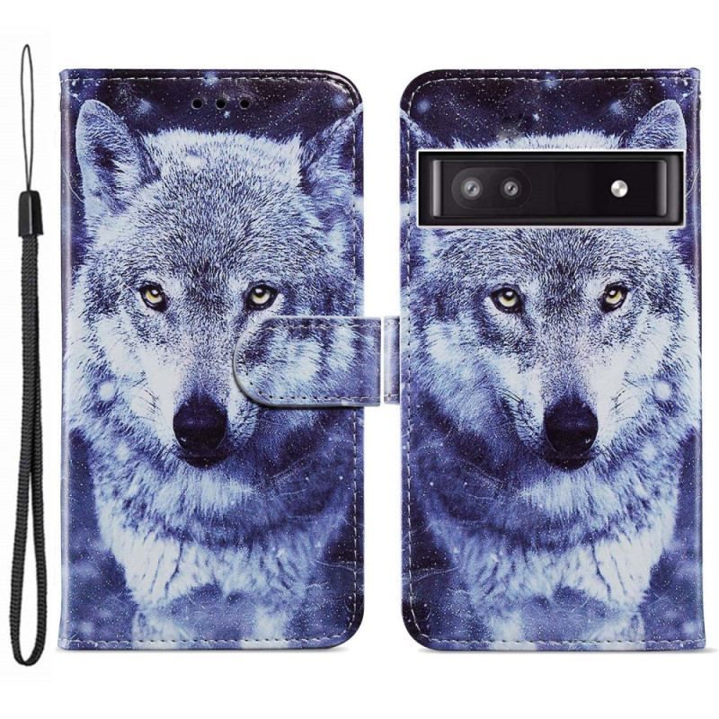 Flip Cover Google Pixel 7A Med Snor Min Strappy Wolf