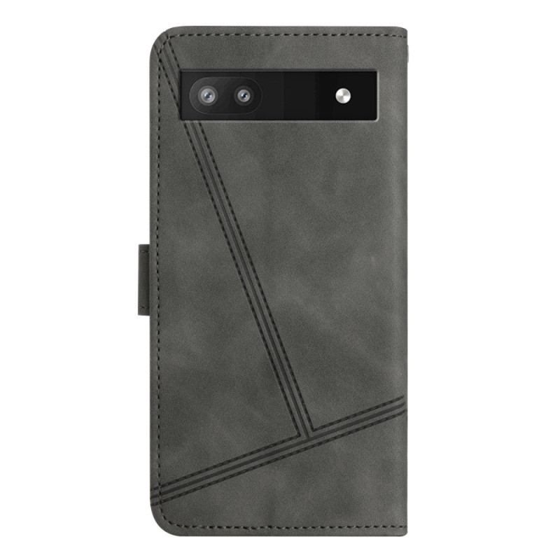 Flip Cover Google Pixel 7A Med Snor Strappy Geometrisk Læderstil