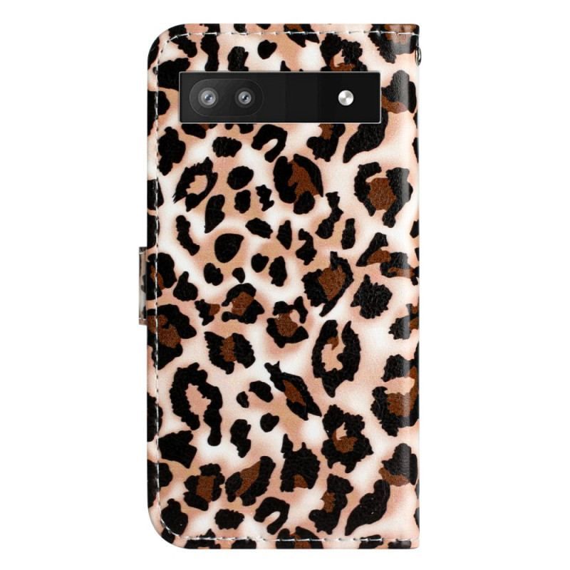 Flip Cover Google Pixel 7A Med Snor Strappy Leopard Print