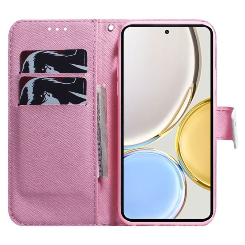 Flip Cover Honor Magic 5 Lite Med Snor Strappy Rose Flower