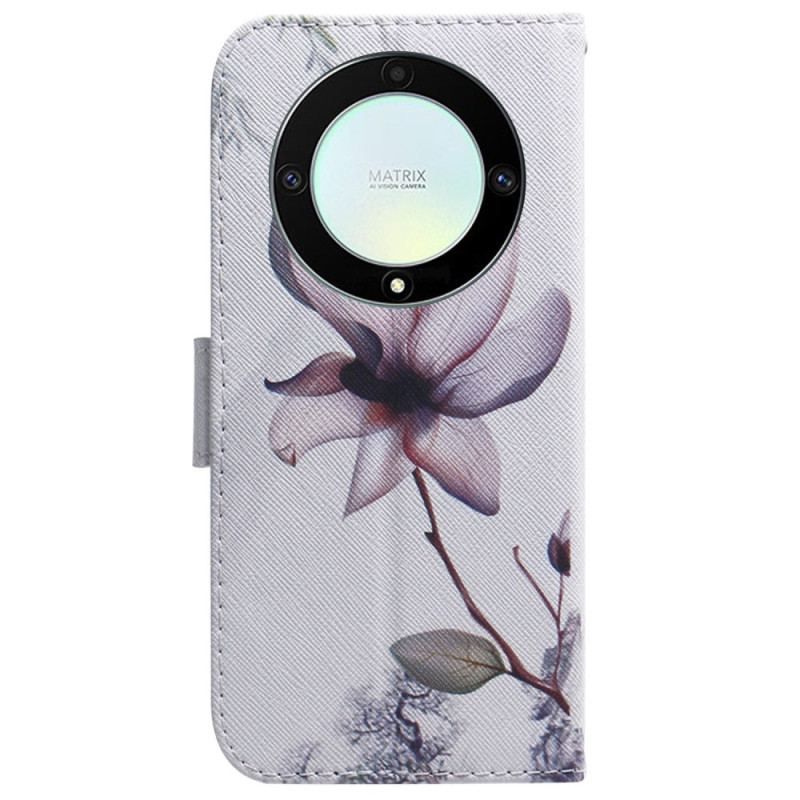 Flip Cover Honor Magic 5 Lite Med Snor Strappy Rose Flower