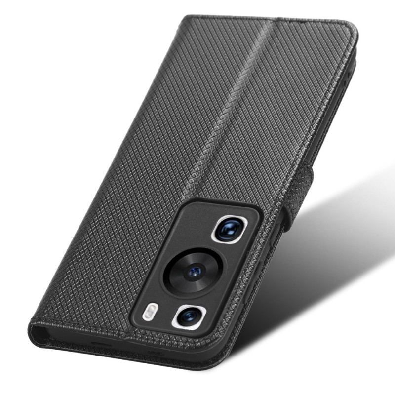 Flip Cover Huawei P60 Pro Med Snor Stilfuldt Imiteret Læder Med Rem