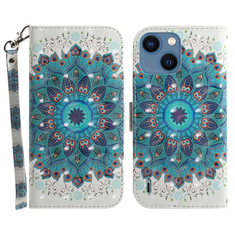 Flip Cover iPhone 15 Plus Med Snor Mandala Med Rem