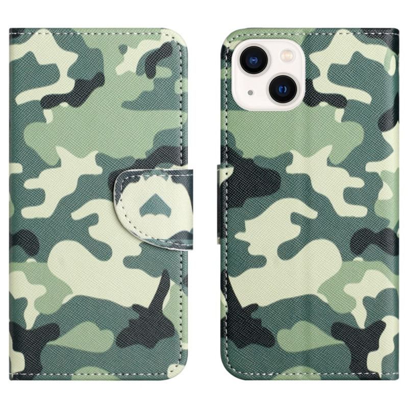 Flip Cover iPhone 15 Plus Militær Camouflage