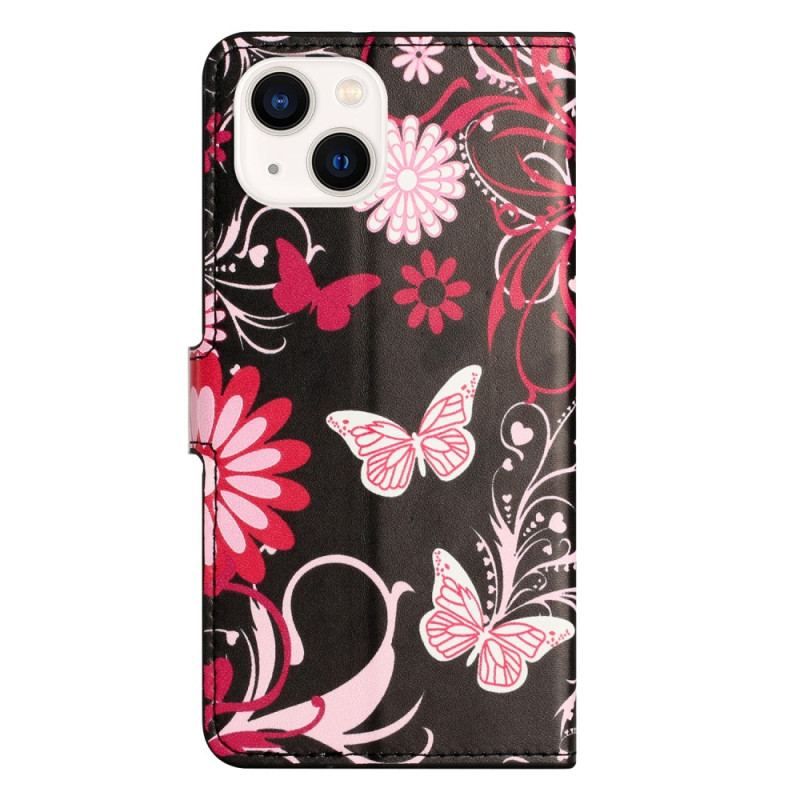 Flip Cover iPhone 15 Plus Smukke Sommerfugle