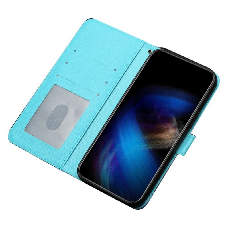 Flip Cover iPhone 15 Pro Med Snor 3d Sommerfugle Med Snor