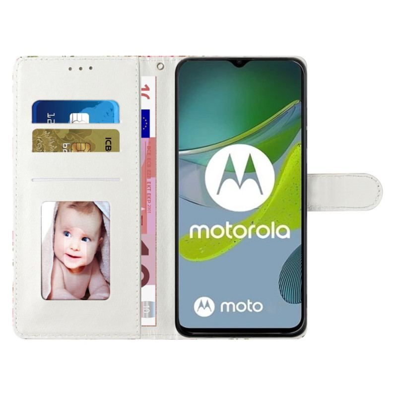 Flip Cover Moto G73 5G Med Snor Farverig Drømmefanger Med Rem