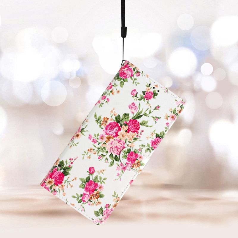 Flip Cover Moto G73 5G Med Snor Rem Liberty Flowers