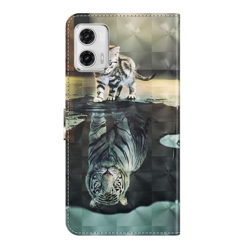 Flip Cover Moto G73 5G Med Snor Strappy Kitten Dream