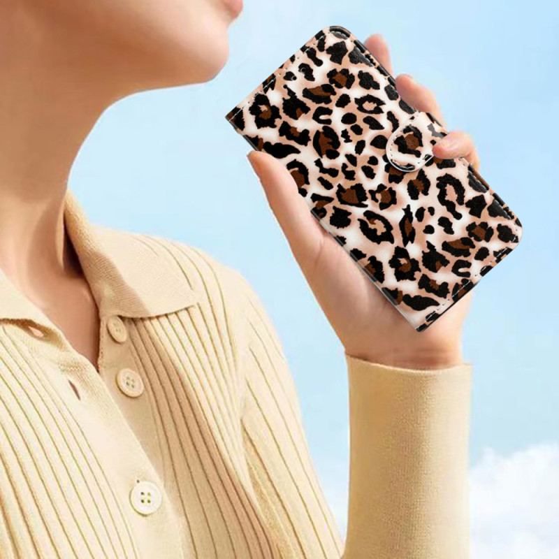 Flip Cover Moto G73 5G Med Snor Strappy Leopard Print