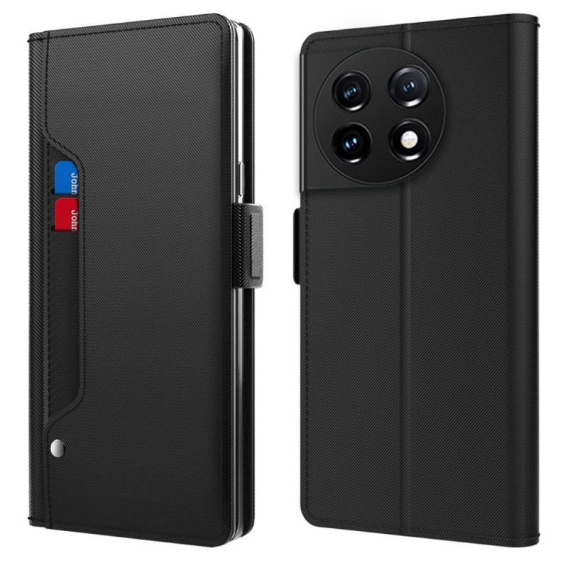 Flip Cover OnePlus 11 5G Aftageligt Spejl Og Kortholder