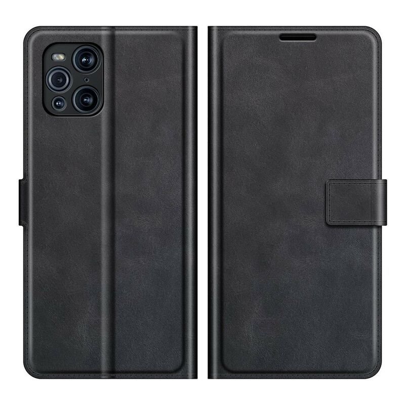 Flip Cover Oppo Find X3 Pro Slank Ekstrem Lædereffekt