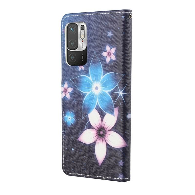 Flip Cover Poco M3 Pro 5G Med Snor Lunar Strap Blomster