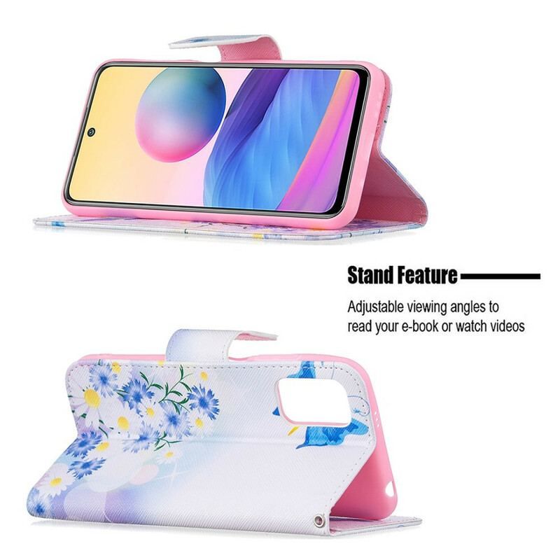 Flip Cover Poco M3 Pro 5G Sommerfugle Og Blomster