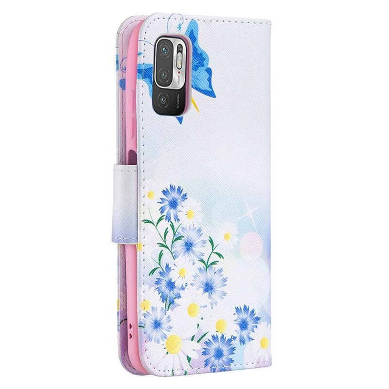 Flip Cover Poco M3 Pro 5G Sommerfugle Og Blomster