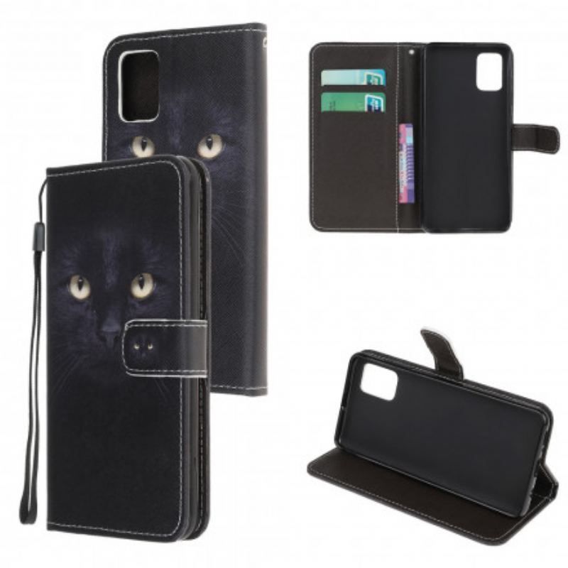 Flip Cover Poco M5s Med Snor Strappy Black Cat Eyes