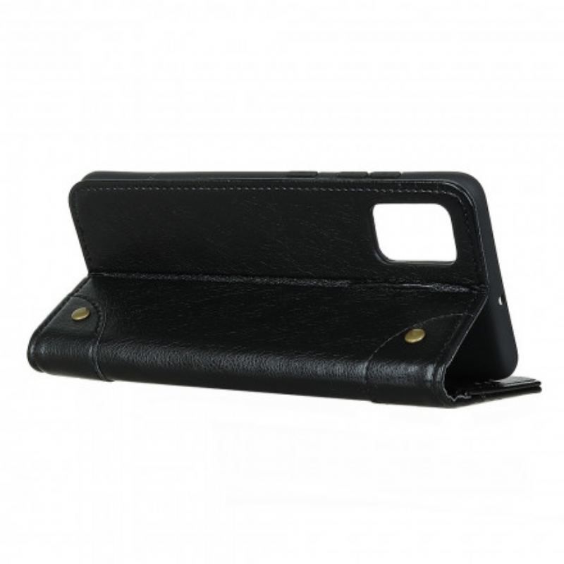 Flip Cover Poco M5s Style Nappa Læder Vintage Nitter