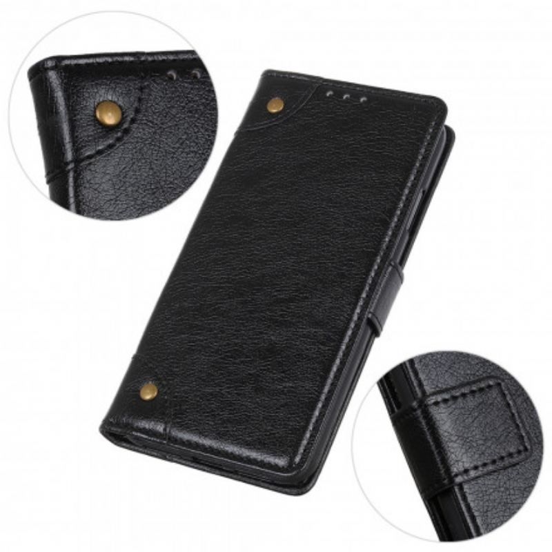 Flip Cover Poco M5s Style Nappa Læder Vintage Nitter