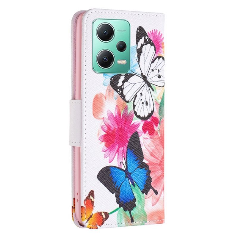 Flip Cover Poco X5 5G Akvarel Sommerfugle