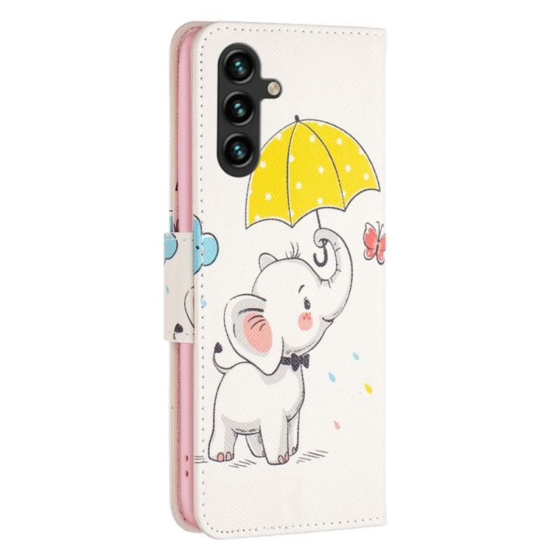 Flip Cover Samsung Galaxy A14 / A14 5G Elefant I Regnen