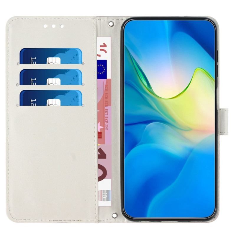 Flip Cover Samsung Galaxy A14 / A14 5G Med Snor Strip Marmor