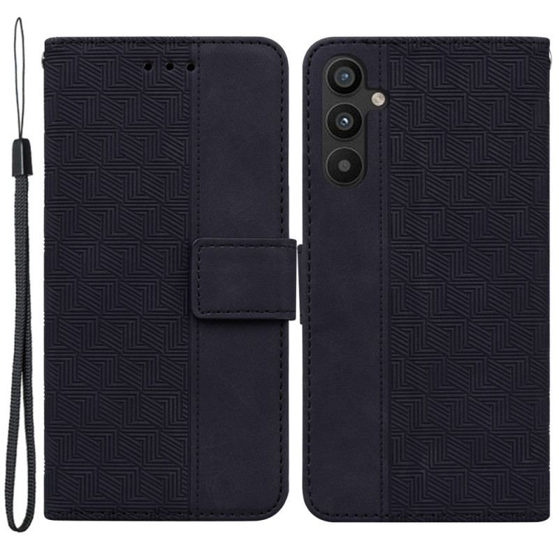 Flip Cover Samsung Galaxy A54 5G Diskrete Mønstre Og Rem