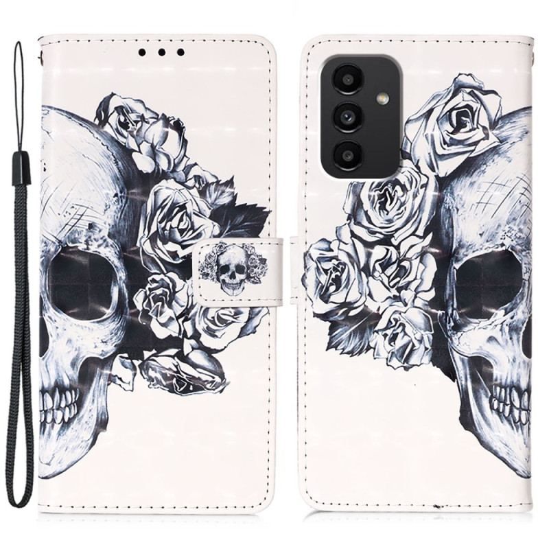 Flip Cover Samsung Galaxy A54 5G Med Snor Blomsterkranie Med Rem