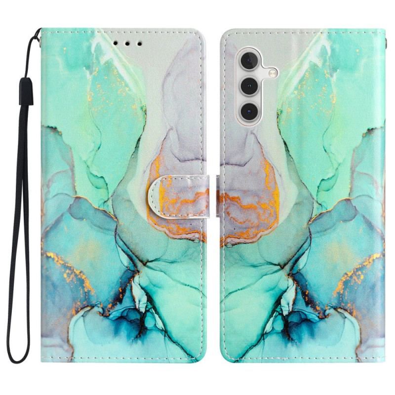 Flip Cover Samsung Galaxy A54 5G Med Snor Marmoreret Rem