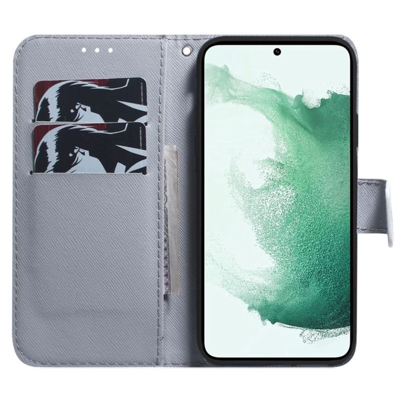 Flip Cover Samsung Galaxy A54 5G Med Snor Strappy White Tiger