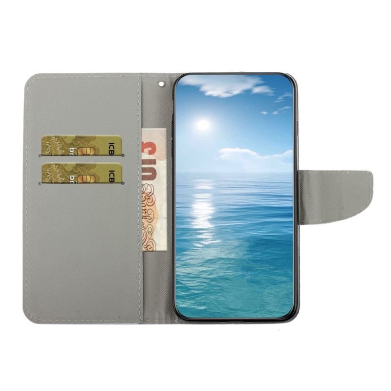 Flip Cover Samsung Galaxy A54 5G Mesterlige Sommerfugle Med Snor