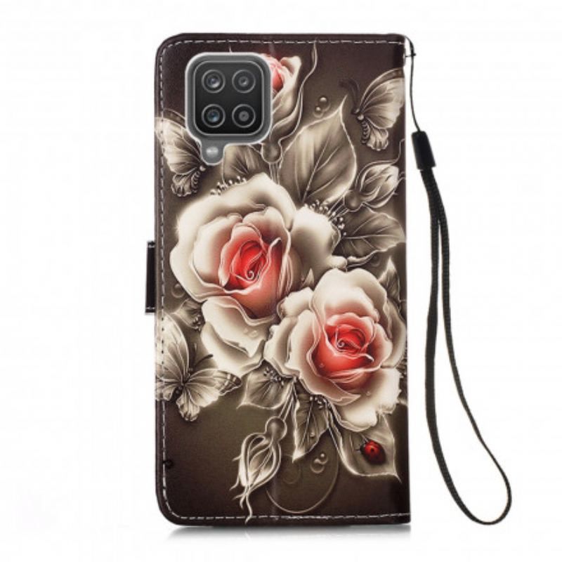 Flip Cover Samsung Galaxy M12 / A12 Gyldne Roser