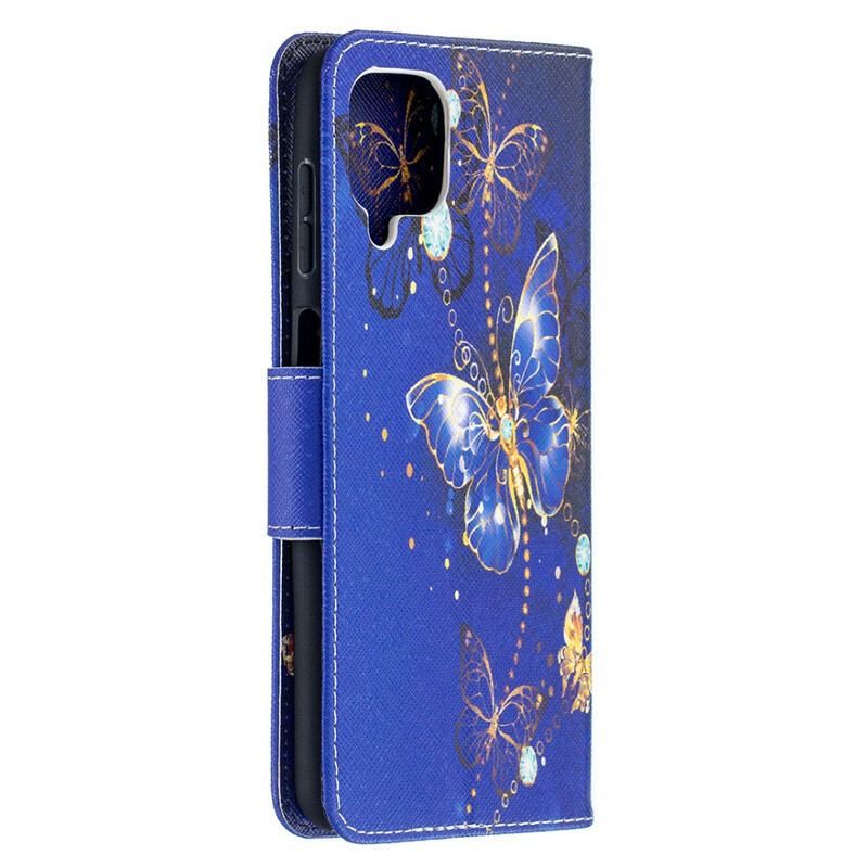 Flip Cover Samsung Galaxy M12 / A12 Gyldne Sommerfugle