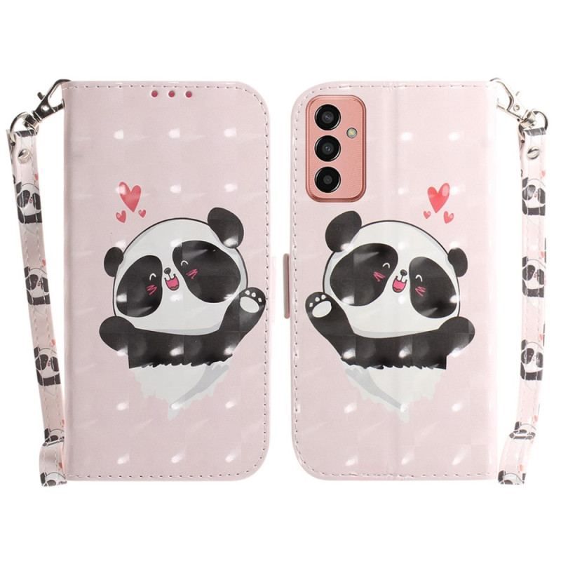 Flip Cover Samsung Galaxy M13 Elsker Panda Med Snor