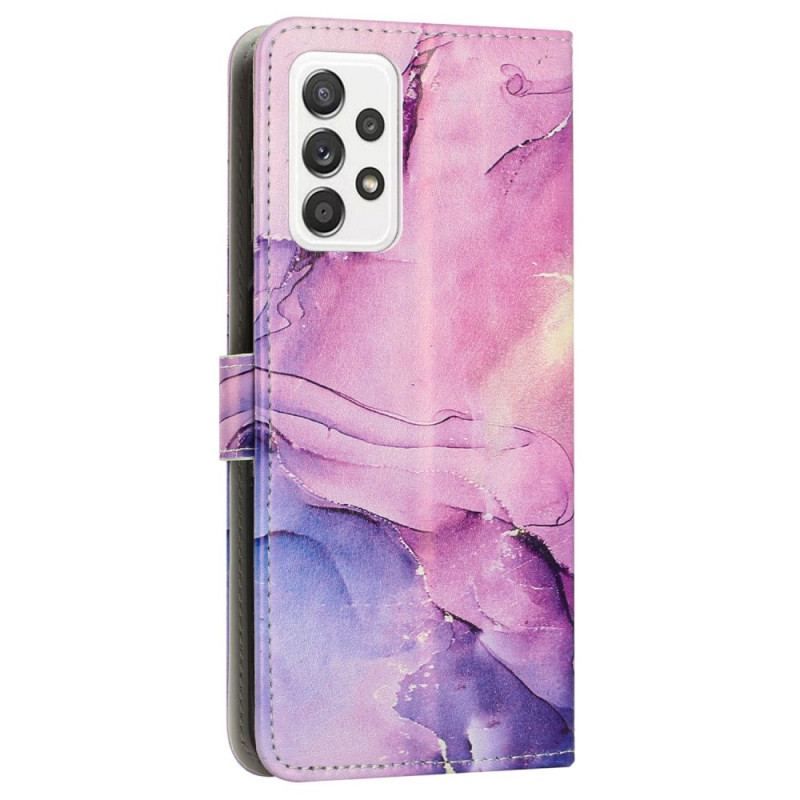 Flip Cover Samsung Galaxy M13 Marmor Med Snor