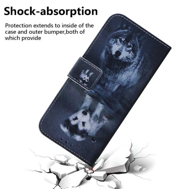 Flip Cover Samsung Galaxy M13 Med Snor Strappy Puppy Dream