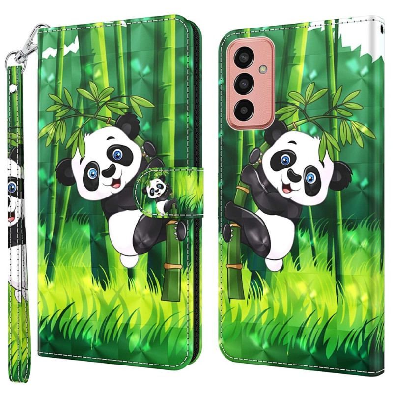 Flip Cover Samsung Galaxy M13 Panda Og Bambus Med Snor