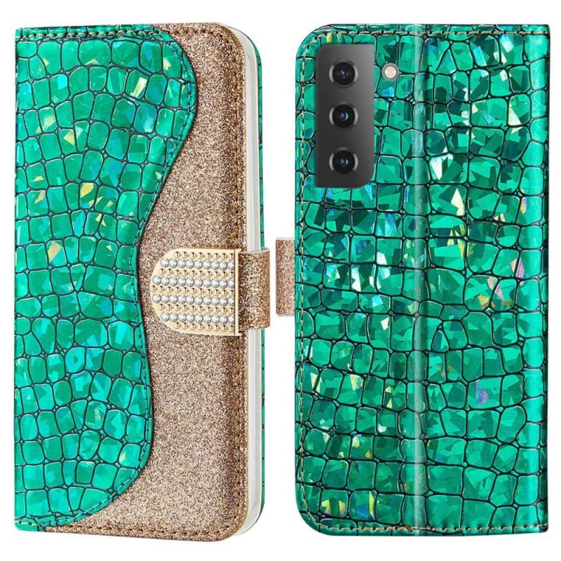 Flip Cover Samsung Galaxy S23 5G Krokodille Diamanter