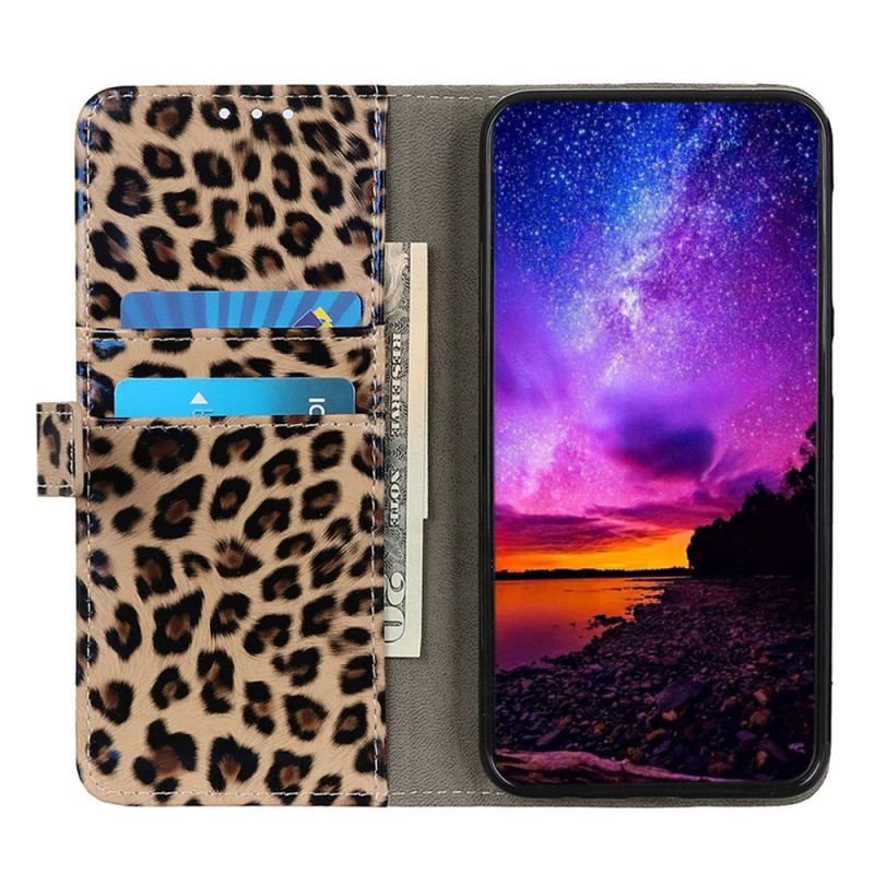 Flip Cover Samsung Galaxy S23 5G Leopard Hud Effekt