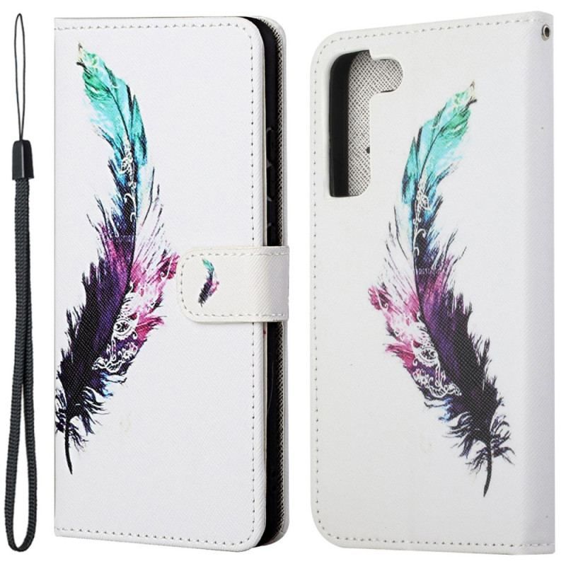 Flip Cover Samsung Galaxy S23 5G Med Snor Fjer Med Snor