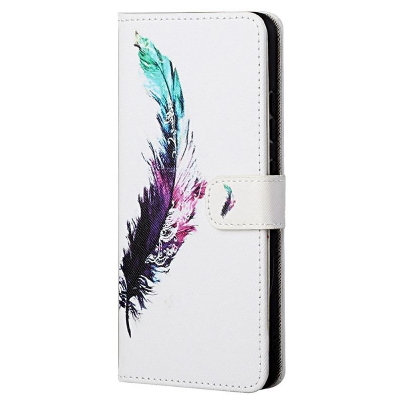 Flip Cover Samsung Galaxy S23 5G Med Snor Fjer Med Snor