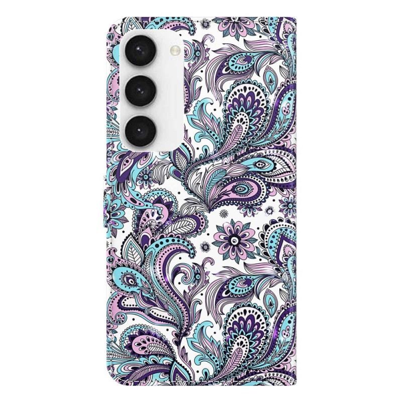 Flip Cover Samsung Galaxy S23 5G Med Snor Strappy Paisley Mønster