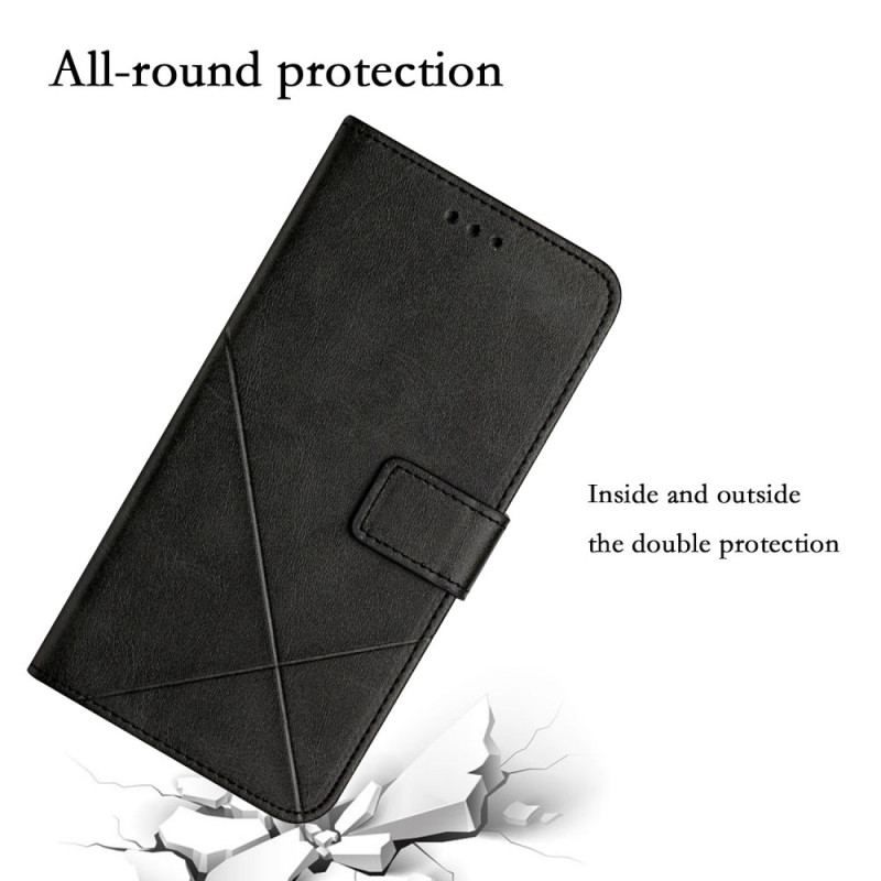 Flip Cover Samsung Galaxy S23 5G Med Snor Stribede Geometriske Linjer