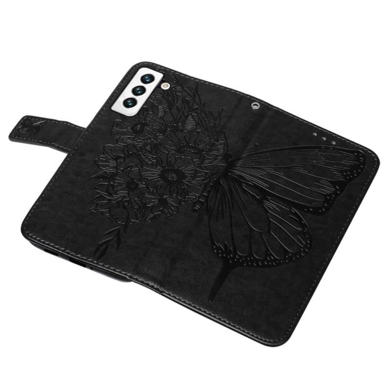 Flip Cover Samsung Galaxy S23 5G Sommerfugledesign Med Snor