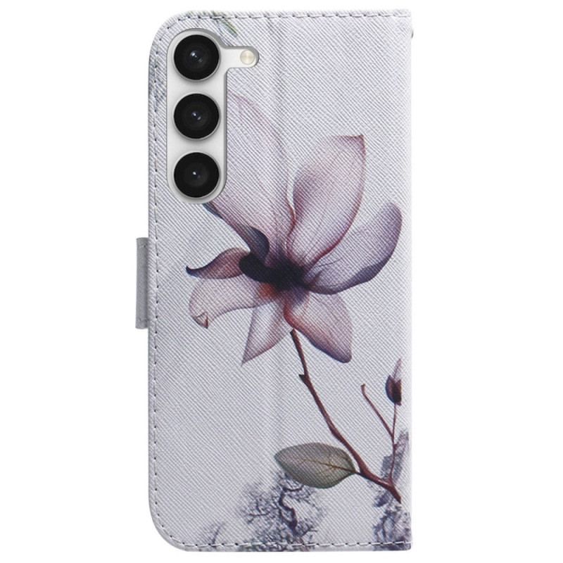 Flip Cover Samsung Galaxy S23 Plus 5G Lyserød Blomst