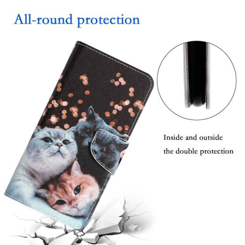 Flip Cover Samsung Galaxy S23 Plus 5G Med Snor Kun Thong Cats