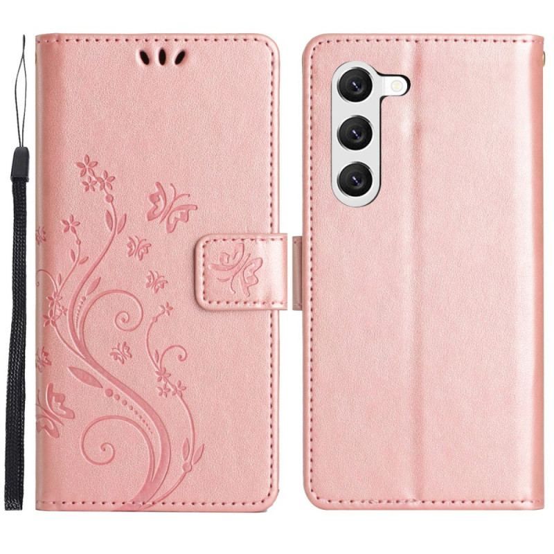 Flip Cover Samsung Galaxy S23 Plus 5G Med Snor Strappy Floral