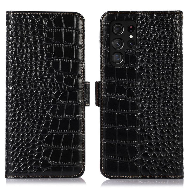 Flip Cover Samsung Galaxy S23 Ultra 5G Crocodile Style Rfid